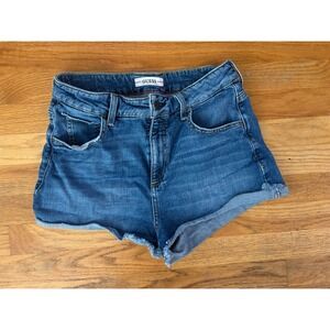 Guess Denim Shorts Medium Wash Raw Hem Cut Off Size 29 W1GD26R49T3
